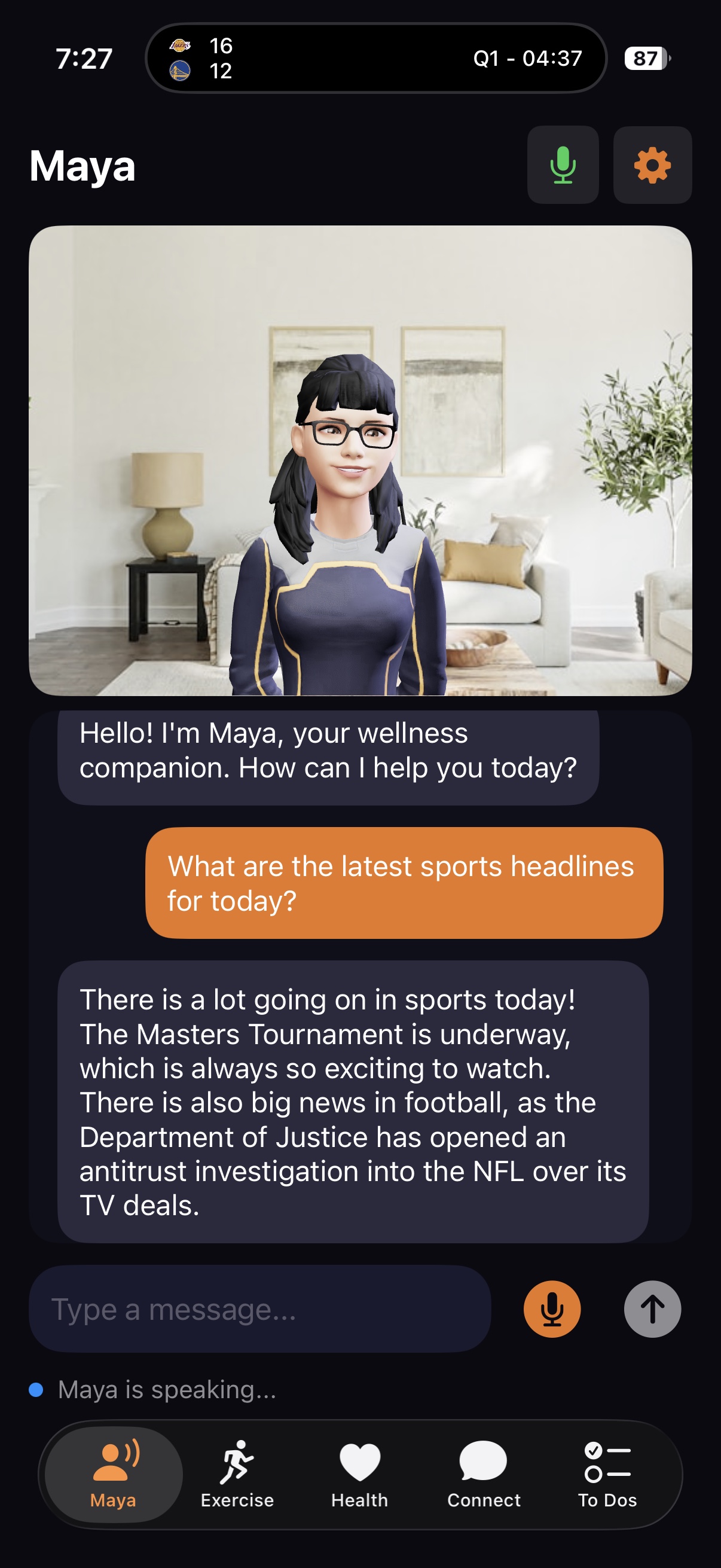 Maya AI companion conversation